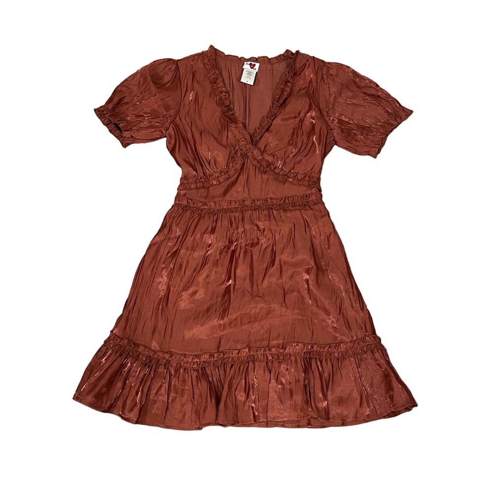 Rust Ruffle Midi Dress - Brand Unspecified